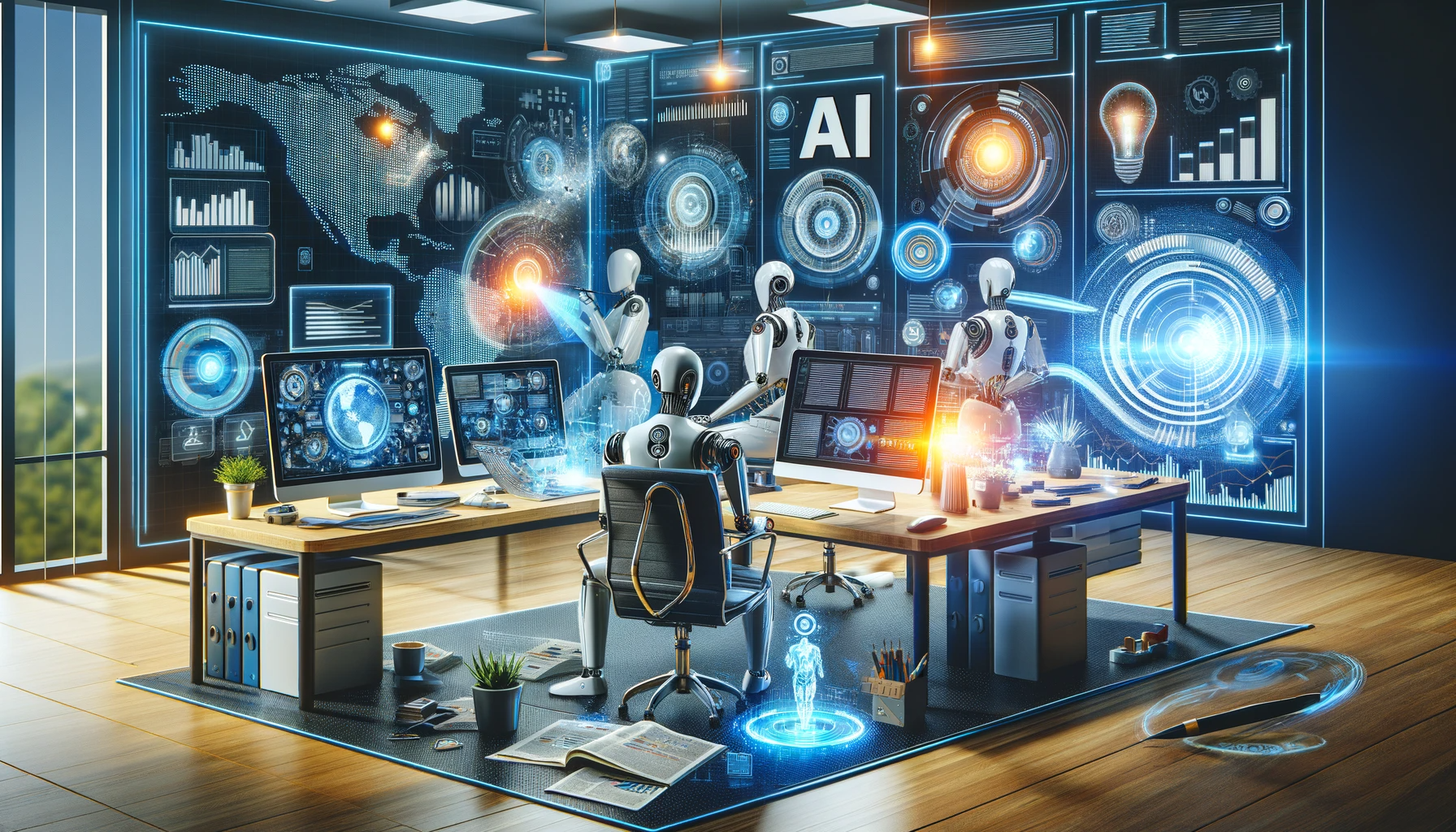 DALL·E-2023-11-28-23.17.38-A-modern-and-insightful-scene-titled-AI-Content-Generators_-Transforming-Marketing-Content-Creation.-The-image-showcases-a-futuristic-workspace-wher