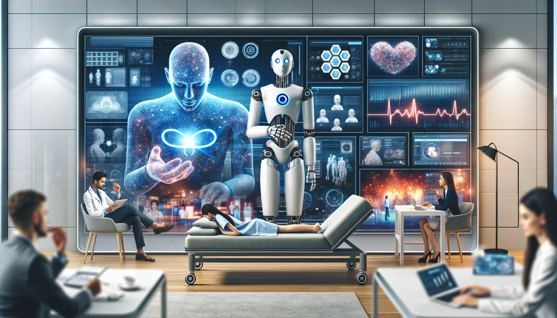 DALL·E-2023-12-07-22.33.55-A-rectangular-image-depicting-the-concept-of-AI-in-Medicine_-Marketing-Strategies-for-a-New-Era.-The-scene-includes-a-futuristic-hospital-setting-wi