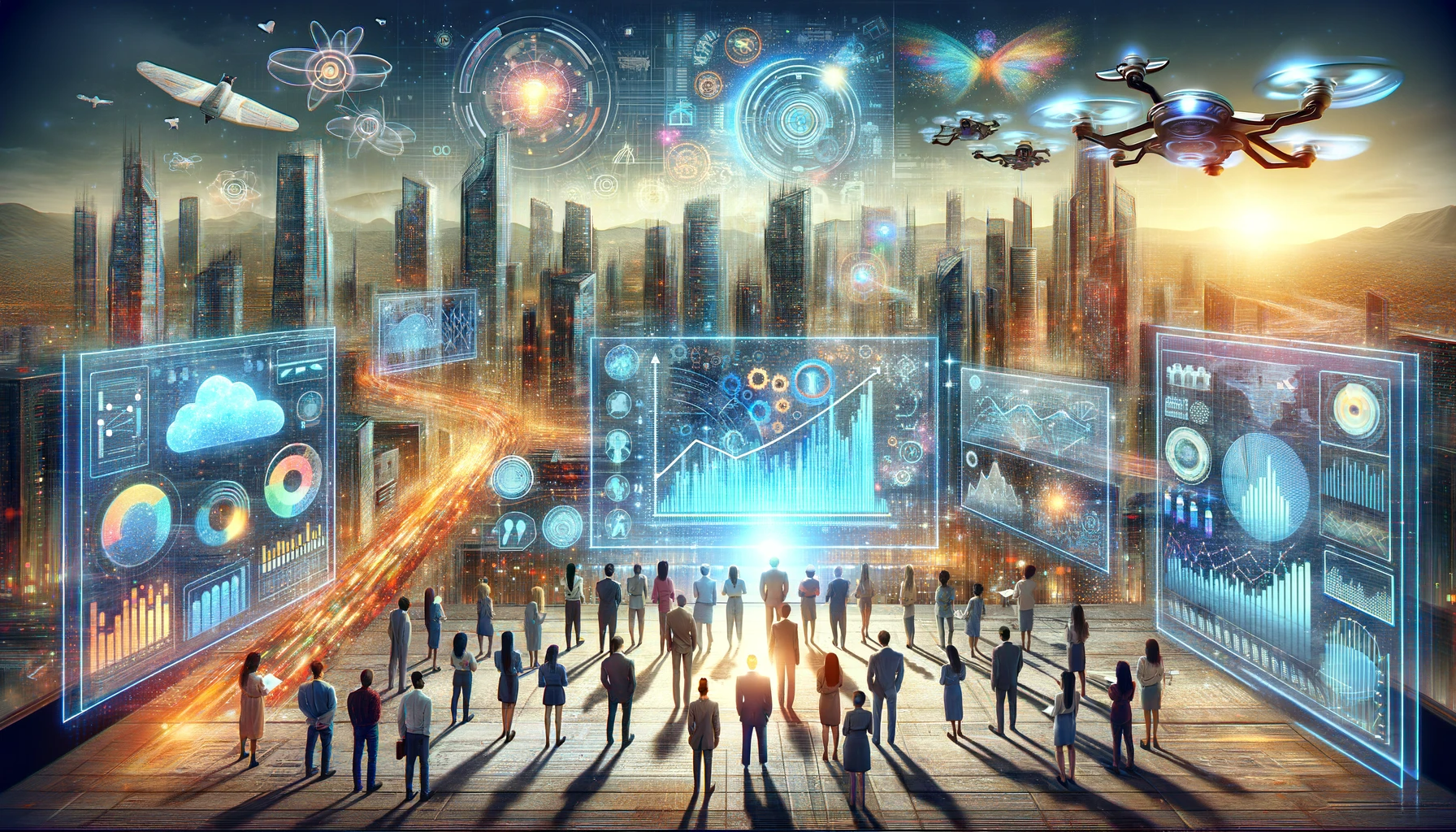 DALL·E-2023-12-07-23.47.13-An-artistic-depiction-of-The-Future-Forecast_-How-AI-is-Shaping-the-Future-of-Marketing.-The-scene-includes-a-futuristic-cityscape-with-advanced-tec