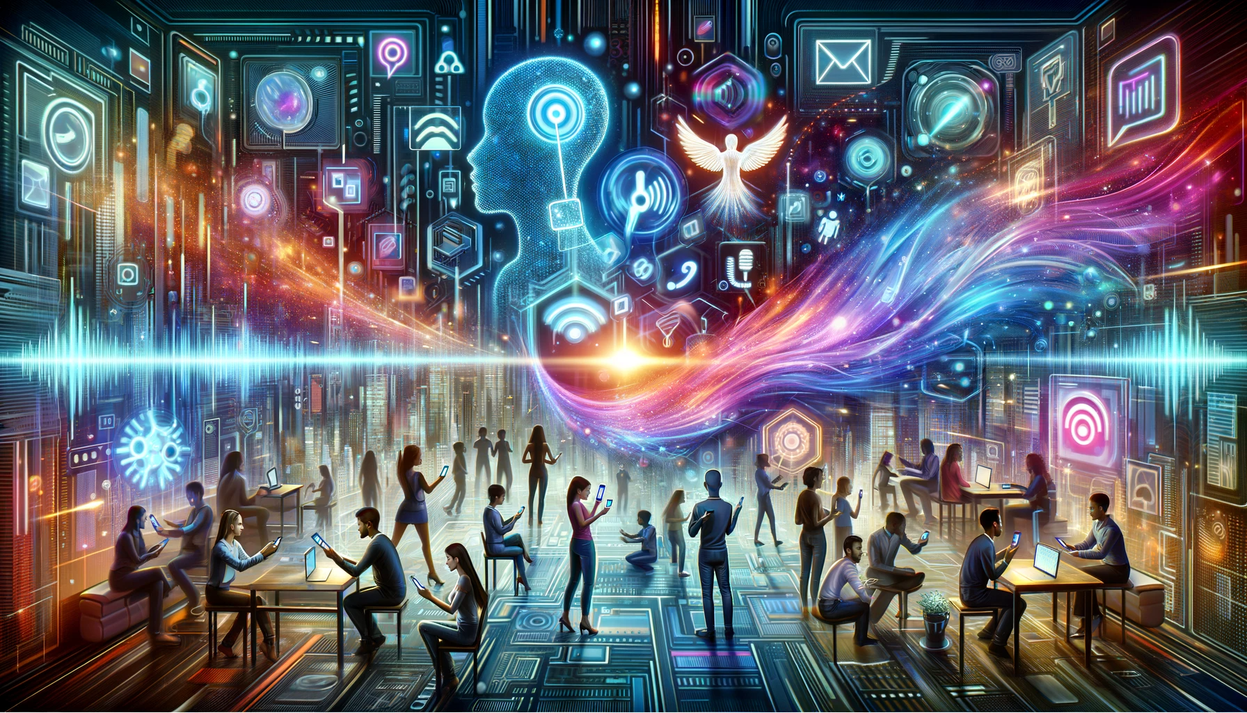 DALL·E-2023-12-08-00.42.01-A-futuristic-and-dynamic-rectangular-illustration-depicting-the-concept-of-revolutionizing-marketing-with-AI-voice-generators.-The-image-showcases-a-d